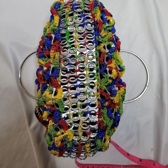 VINTAGE eco friendly can tab soda pop top crochet handbag purse - Picture 7 of 9